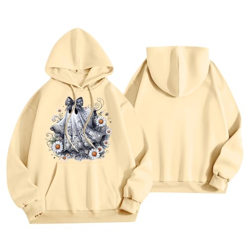 Halloween Hoodies for Women 2025 Fall Fashion Long Sleeve Cute Ghost Graphic Lightweight Hoodie with Pockets