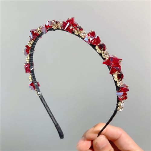 AKOAK 1 Pack Crystal Rhinestone Bridal Sparkling Headband For Women And Girls Perfect For Personal Use And Gifts (Fuchsia)