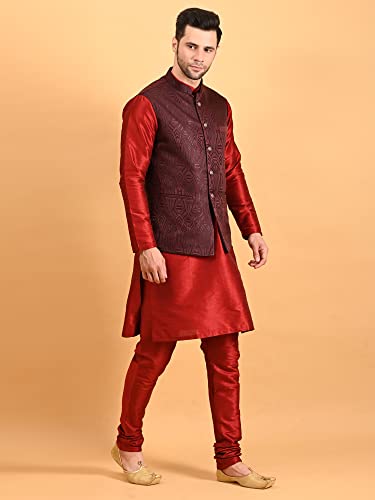 Image of Uri and MacKenzie Men's Silk Blend Kurta Pajama with Designer Ethnic Nehru Jacket /Modi Jacket
