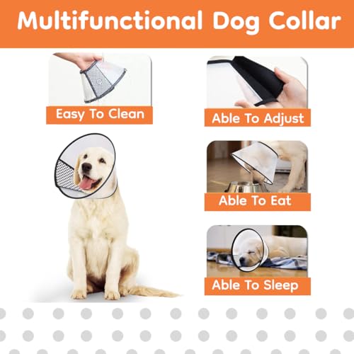 Image of Generic Adjustable Dog Recovery Cone Collar, Transparent PVC, Extra Large (17.1 inch - 19.7 inch)