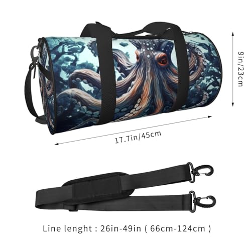 Sports Gym Bag for Women Men Travel Duffel Bag Tote Weekender Bag Carry on Overnight Bag for Travel Swimming Fitness Workout Sports Cool Octopus Duffle Bag2