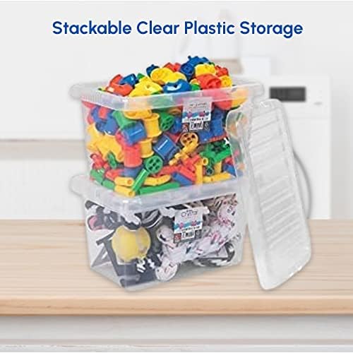 1ABOVE Home Office Clear Plastic Stackable Storage Boxes & Lids PACK OF 5- (11Litre)