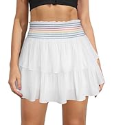 MIYIEONZ Women's Cute High Waist Ruffle Mini Skirt Layered Ruffle Hem Flared Flowy Casual Sexy Sw...