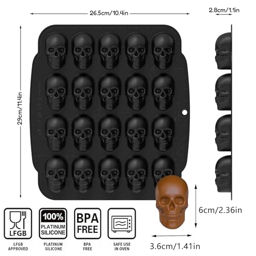 Molde de silicona 3D grande para cubos de hielo calavera miniatura 2