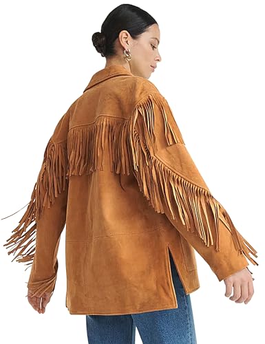FOMELY Fringe Jacket Women Suede Jacket Faux Casual...