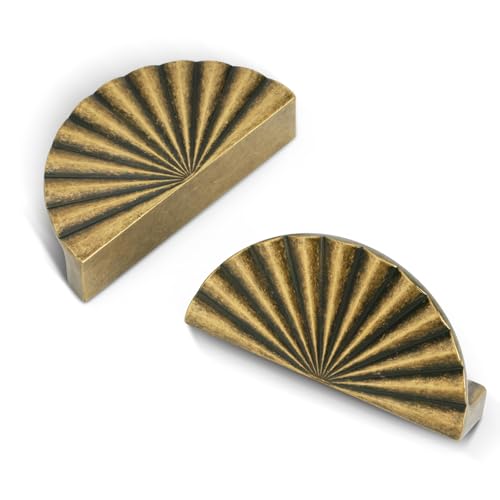 Yagman 10 Pack 3 Inch (76mm) Antique Brass Cabinet Pulls Cup Flat Drawer Handles Kitchen Cupboard Pull Bathroom Dresser Sunflower Handle Unique Hardware for Furniture Door Wardrobe Hardware TYH-AB-10