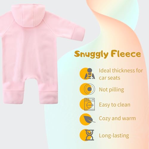 Infant One Piece Zip-Up Hoodie Polar Fleece Spring Fall Outfit Coat 0-18 Months3