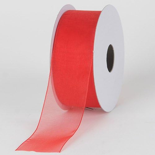 Red Sheer Organza Ribbon 1-1/2 inch 25 Yards