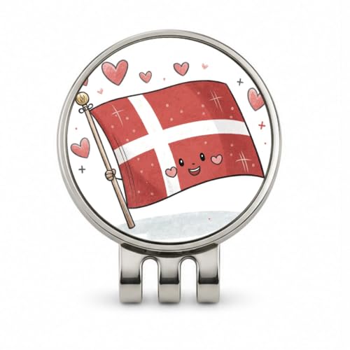 Blooza Kawaii Denmark Flag Golf Hat Clip with Ball Marker