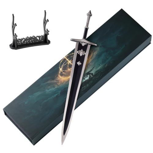 Huadafun Elden Ring Espada da solidão réplica colecionável - metal de 30 cm com suporte, decoração secretária Gamer, presente para fãs
