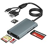 【Connectivité tout-en-un, compatible multiplateforme】Ce lecteur de cartes multi-cartes intègre des emplacements SD/TF/MS/XD et dispose d'un câble 3 en 1 avec connecteurs Lightning/USB-C/USB-A. Qu'il s'agisse de Sony Memory Stick Pro Duo, de cartes Olympus xD-Picture de votre appareil photo ou de cartes SD/TF de drones et de caméras d'action, il les lit tous sans effort. Un appareil fonctionne sur votre iPhone, iPad, téléphone Android, MacBook et PC, éliminant ainsi le besoin de plusieurs adaptateurs.