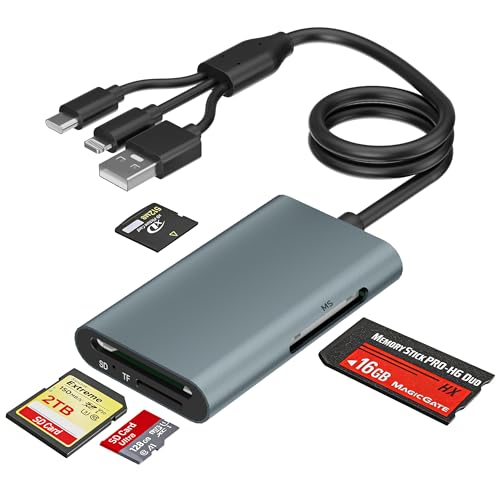 Lecteur de cartes mémoire 4 en 1 avec triple connectique polyvalente USB-C