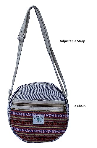 Image of ANESHA Sling Side bag Square Shape Small Size with Multi-pocket- White and Multicolor Outer cover Side bag for Fashionable Men and Women Round Sling 2 Compartments Pack of 1 (9 x 9 Inches)