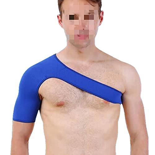 QWEQWE Bandage d'épaule de sport pour homme et femme - Double face - Compression gauche / droite - Support de bras - Bandage d'épaule - Épaulière (Taille unique, bleu) Cover
