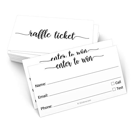 321Done Enter to Win Tickets (Set of 50) 3.5" x 2" Name, Phone Number, and Email, Raffle Tickets Entry Form for Contests, Drawings, Lotteries Prize Game, White