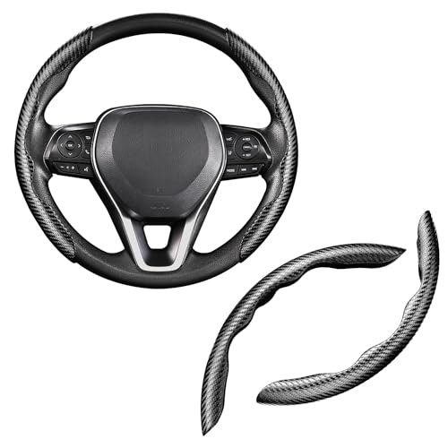 Image of Universal Carbon Fiber Car Steering Wheel Cover Anti-Skid, Butterfly Steering Wheel Cover, Non-Slip Segmented Steering Wheel Protector, Fit for 99% Cars, Car Interior Accessories.