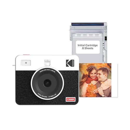 Kodak Mini Shot 3 Retro - Portable Instant Camera and Photo Printer – 2-in-1 Printer Compatible with iOS & Android – Bluetooth Connection - (7.6 x 7.6 cm) - White