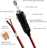 HuaLiSiJi gniazda zapalniczki z przyłączem typu O ring,12V/24V,14AWG,15A,20A,z LED kabel do diodamikabel do przetwornicy,do przetwornic samochodowych, systemów audio w samochodach itp. (3 m)