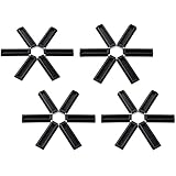 MISNODE Creative Black Folding Heat Insulation Pad, 4 Pcs Non-Slip Heat Resistant Placemat Silicone...