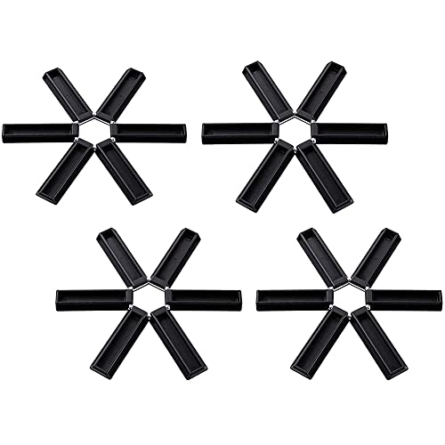 MISNODE 4PCS Folding Heat Insulation Pad, Non Slip Silicone Trivets Heat Resistant Placemat, Foldable Hot Pot Holders Dish Pan Trivet Mats for Kitchen Counter Hot Dishes