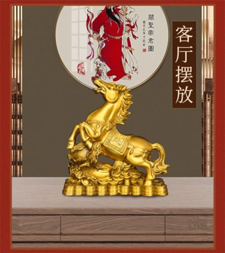 Chiński Zodiac Horse mosiężna rzeźba Feng Shui Home Office Decor Lucky Wealth Symbol do salonu Półka Wyświetlanie vintage Art Craft Ornament