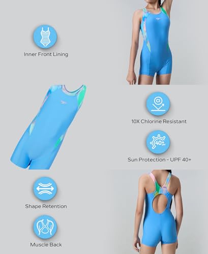 Image of Speedo Girl's Endurance+ Sleeved Essential U-Back Legsuit - Black & Hyper Yellow