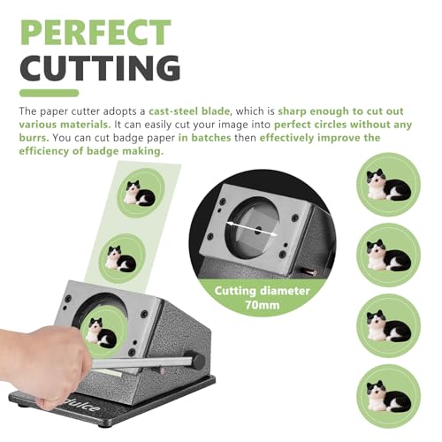 2.28" Round Magnet Button Maker Kit 5-in-1 Magnet Badge Maker Machines 58mm Button Magnet Press with Paper Cutter& 200 Magnets Supplies by Saladulce - Used condition - Image 4