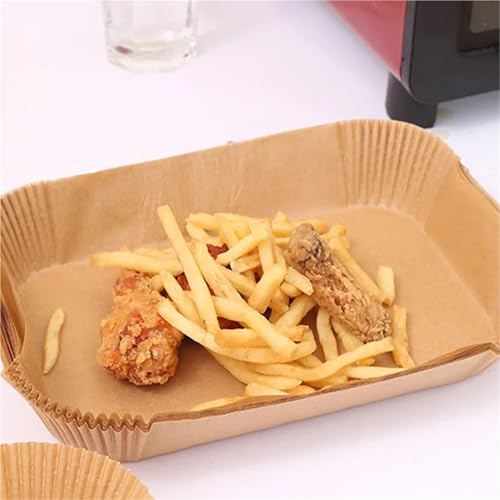Papel para freidora de aire rectangular, moldes de papel desechable antiadherente para horno 5