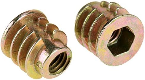 Garosa Threaded Insert Nuts, Hex Socket Screw-in Nuts 50Pcs M4*8mm Zinc Alloy Insert Nuts Hex Drive Head Furniture Nuts Threaded for Wood Insert