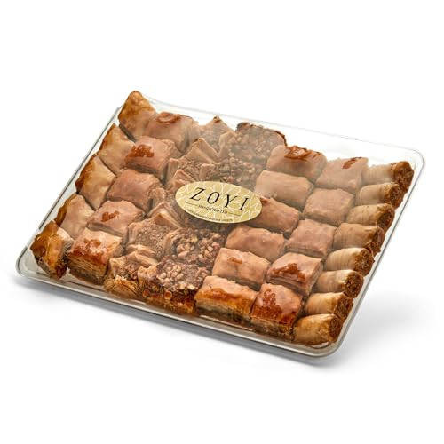 ZOYI Premium Baklava - 1 kg | Handmade in London | Traditional Lebanese Baklava | Present for Diwali, Ramadan, Easter, Eid, Birthday | Pistachio, Cashew, Almond & Walnut Assorted Tray | Gift Box