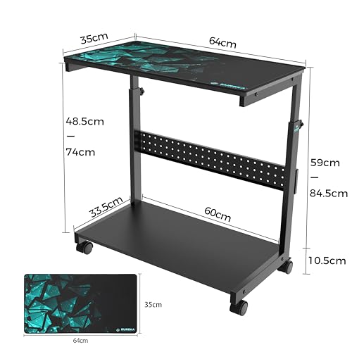 Eureka Ergonomic Support de Tour d'ordinateur réglable en Hauteur - Boîtier ATX - Support PC - sous Bureau - Imprimante avec roulettes et Tapis de Souris - Noir – vue 8