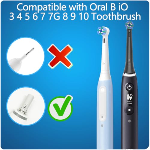 8 Pack Replacement Heads Compatible with Oral B iO Toothbrushes, Brush Heads for Oral-B iO 2/3/4/5/6/7/8/9/10/7G Series, with Covers, Black+White by KHBD - Image 6