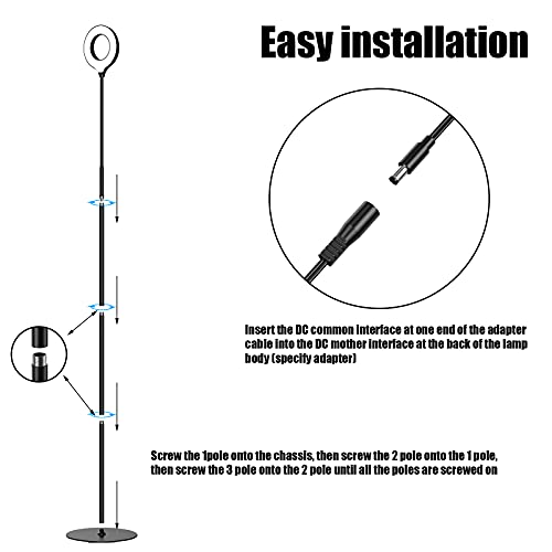 Jkswt Led Floor Lamp, 3 Brightness Levels Eye-Caring Dimmable Standing Reading Lamp 4000K Colors Temperatures With Adjustable Gooseneck For Living Room Bedroom Reading - Black #TOP3