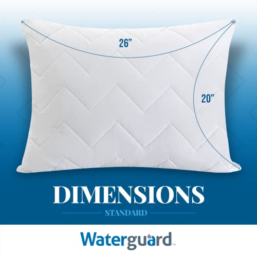 Waterguard Waterproof Pillow Protectors Quilted – Zippered Bug Proof Pillow Cases - 100% Cotton Top, Microfiber Filled Pillow Covers – Standard Size (20X26) Set Of 2 #TOP4
