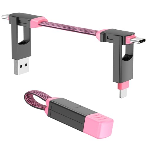 ZONLELE 4-in-1 Magnetic Keyring Charger Cable, Pink