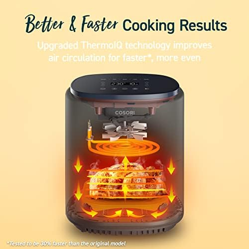 COSORI Air Fryers Lite 3.8L, 75-230, Amazon Exclusive, 7 Cooking Functions, Smart Control, 1500W, 1-3 Portions, Free with 140+ Online Recipes Cookbook, Dishwasher Safe, Grey