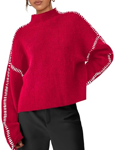 PRETTYGARDEN Women's Chunky Knit Sweaters 2025 Fall Long Sleeve Mock Neck Oversized Pullover Tops Winter Fashion Clothes