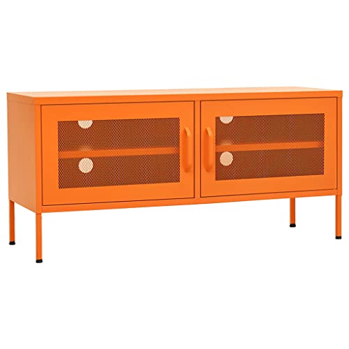vidaXL Meuble TV Armoire Basse Centre de Divertissement Meuble Stéréo Salon Salle de Séjour Maison Intérieur Orange 105x35x50 cm Acier