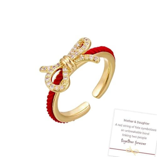 Anillos A Juego De Hilo Rojo Del Destino Para Madre E Hija, Anillo De Vínculo Irrompible Para Madre E Hija, Anillos De Lazo Para Madre E Hija, Conjunto De Joyas De Lazo De Circonita Cúbica (1PC)
