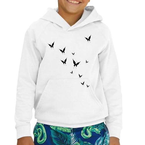 Sweat à capuche enfant premium envolée de papillons aux finitions soignées - 2