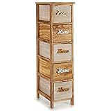 Cajonera de madera de Paulownia. Acabado de los tiradores con la palabra Home.