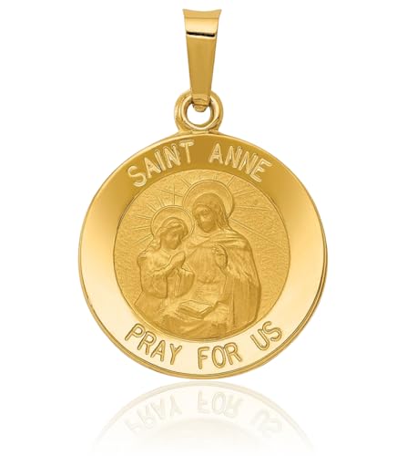 IceCarats 14K Solid Yellow Gold Saint Anne Medal Necklace Chain Pendant Charm3