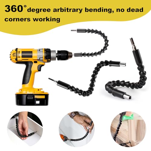 14 Stück 105° Winkelschrauber Aufsatz Set, Winkelaufsatz Set bit Verlängerung, Winkelaufsatz für Akkuschrauber, Flexible Welle Bohrmaschine Bithalter Akkuschrauber, Winkelgetriebe, für Garage