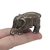 ChangThai Design Tiny 2' Gray Baby Elephant Bending Down Figurine - Miniature Hand Made Painted Ceramic Asian Elephants Cute Wildlife Animals Porcelain Decorative Collectible Figures Décor Gifts