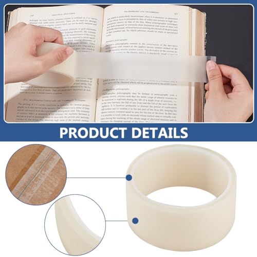 BENECREAT 18.28m Transparentes Buchreparaturband, 38mm Breites Selbstklebendes Dehnbares Bindungsband Archiv-Buchreparaturband Für Buchbindereparatur, Bibliotheksbedarf