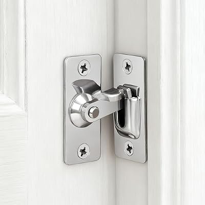 ZMZaoan Pestillo de cerradura Pestillo puerta de 90 grados, Pestillo Puerta sin Agujeros y Cierre Corredera, Bloqueador de Puerta de Acero Inoxidable Seguridad para Interior y Ventana (Plateado)