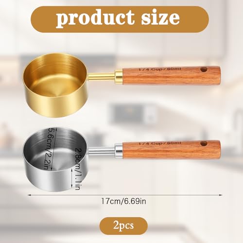 Set 2 piezas cucharas medidoras 60 ml acero inoxidable miniatura 3