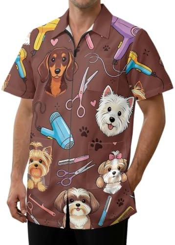YGFLPPV Work Smock for Pet Groomers, Professional Design Water & Hair Proof
