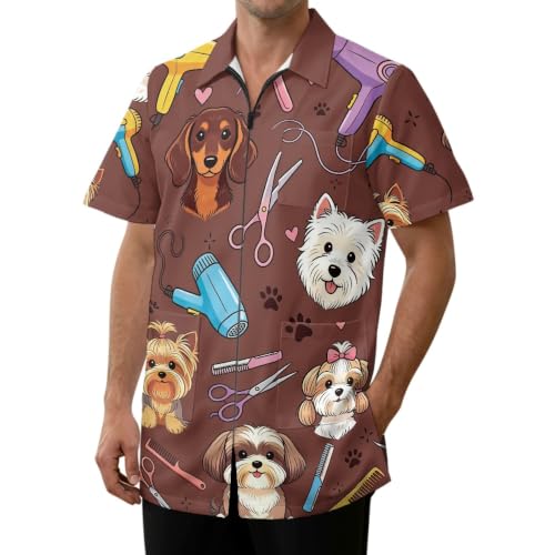 YGFLPPV Work Smock for Pet Groomers, Professional Design Water & Hair Proof