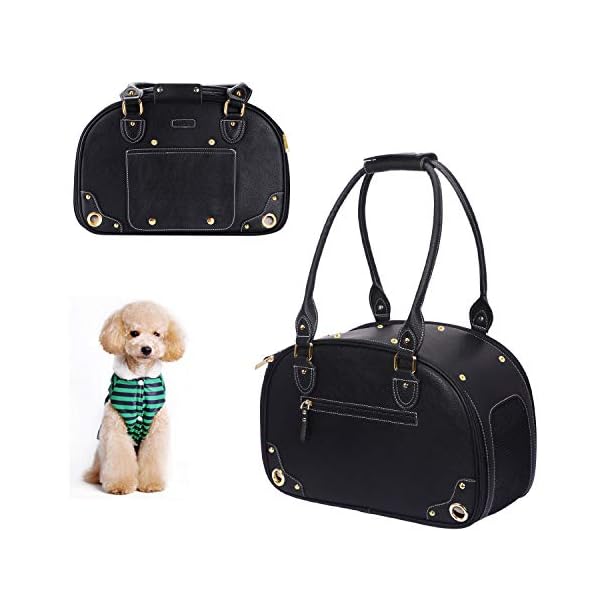 PetsHome-Dog-Carrier-Pet-Carrier-Dog-Purse-Foldable-Waterproof-Premium-PU-Leather-Pet-Travel-Portable-Bag-Carrier-for-Cat-and-Small-Dog-Home-Outdoor Portable Bag Carrier for Small Dog